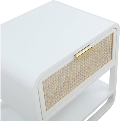 Sage White Wood Veneer Night Stand