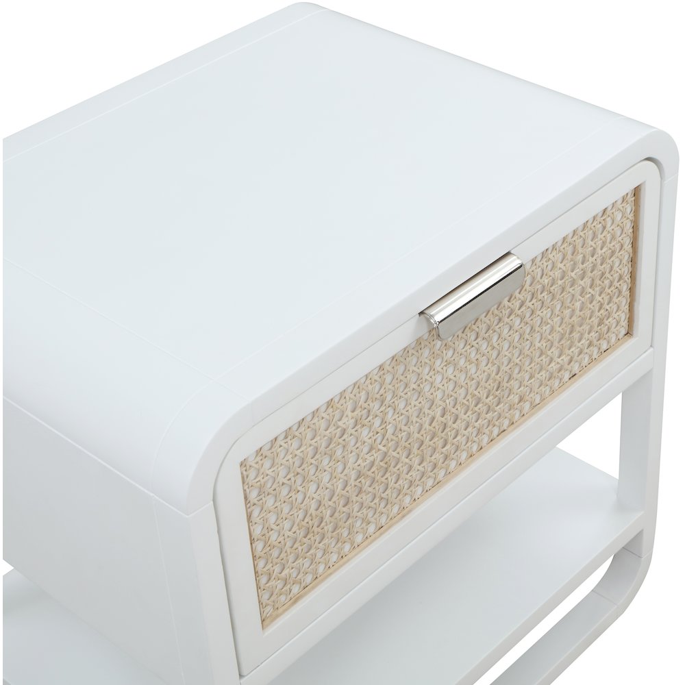 Sage White Wood Veneer Night Stand