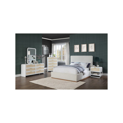 Sage White Wood Veneer Night Stand
