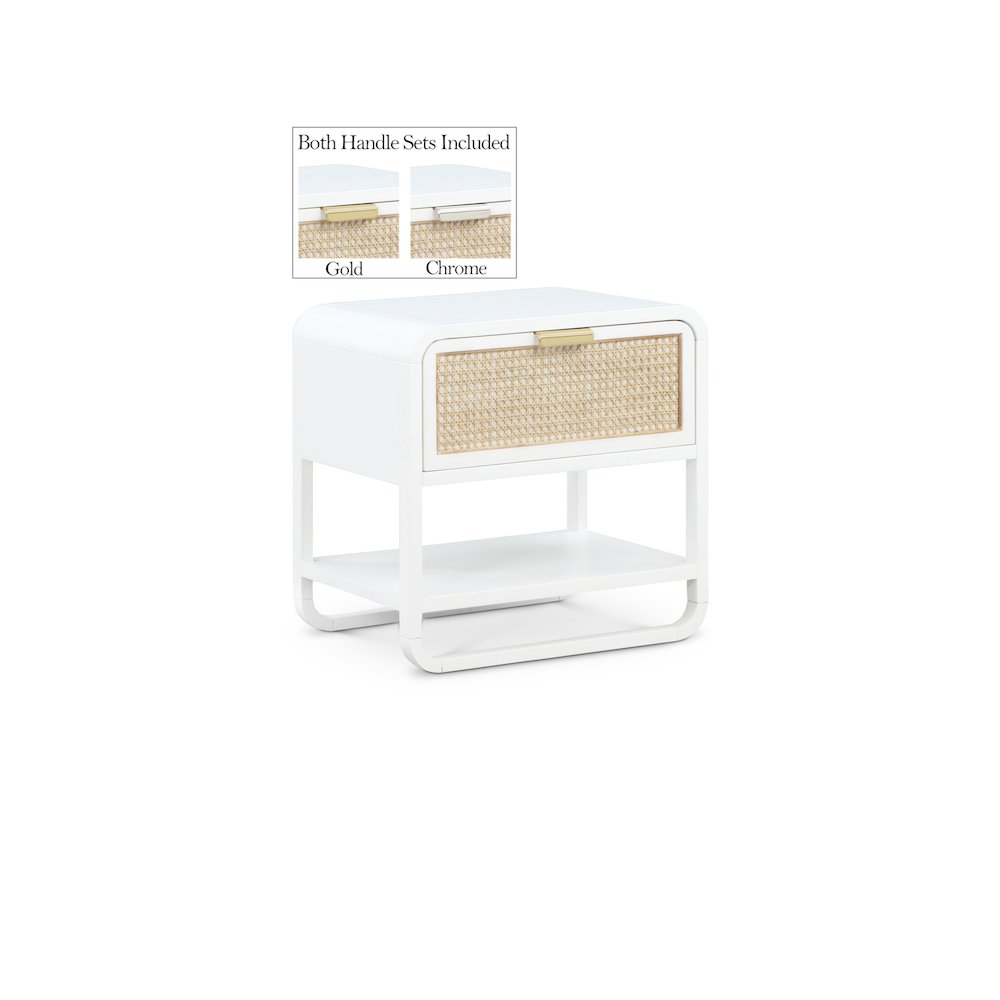 Sage White Wood Veneer Night Stand