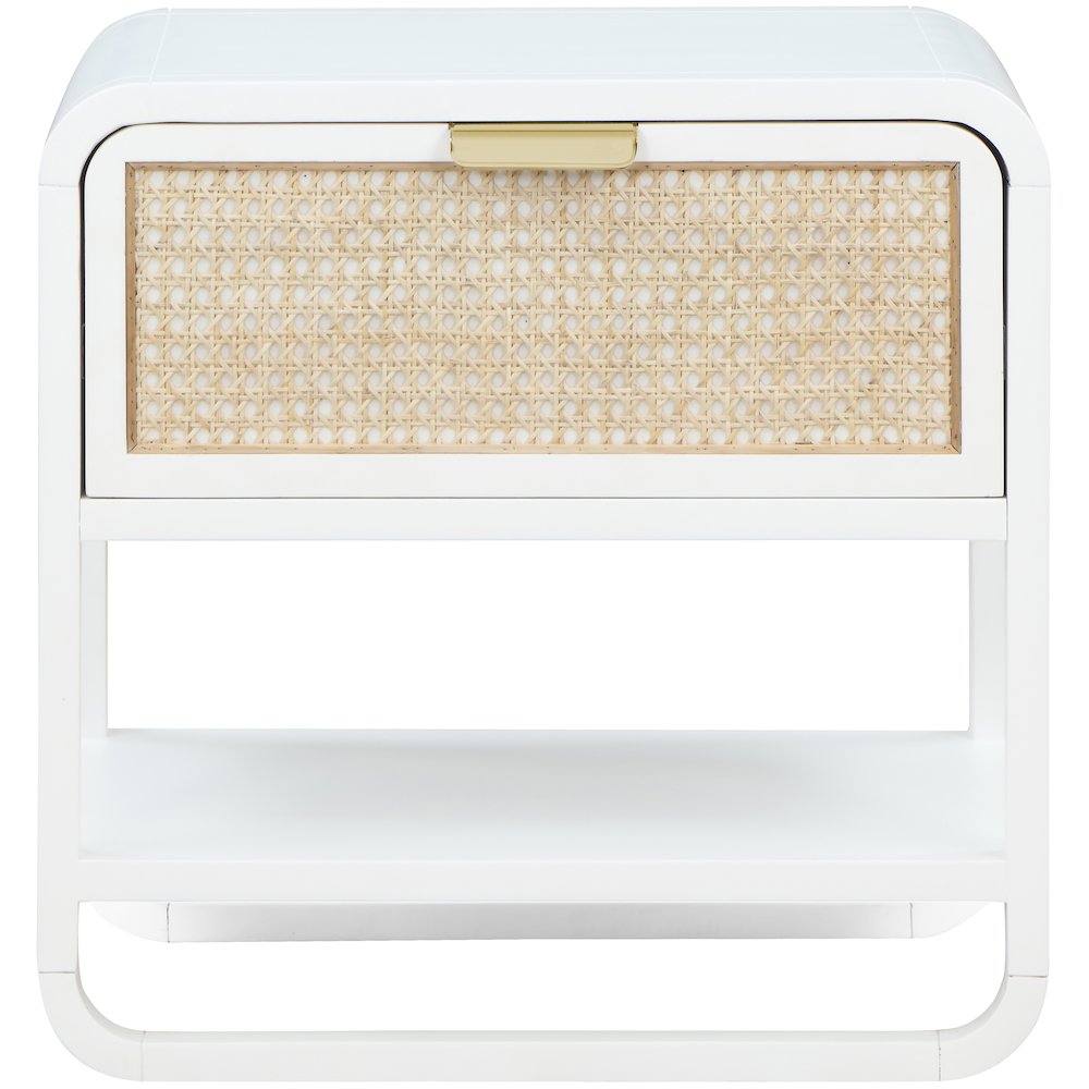 Sage White Wood Veneer Night Stand