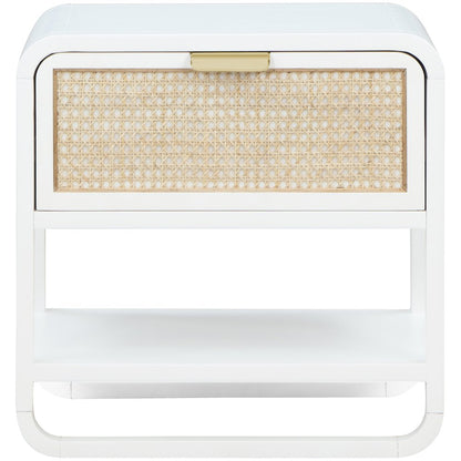 Sage White Wood Veneer Night Stand