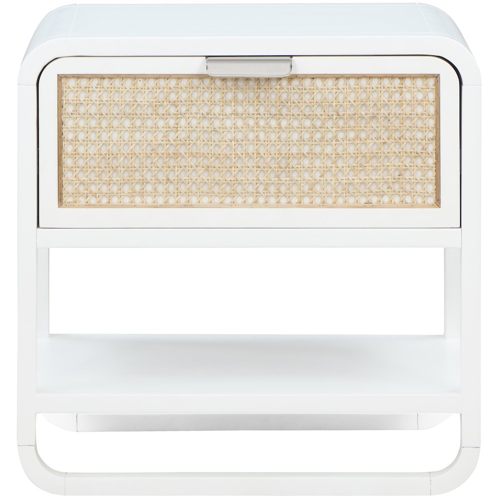 Sage White Wood Veneer Night Stand