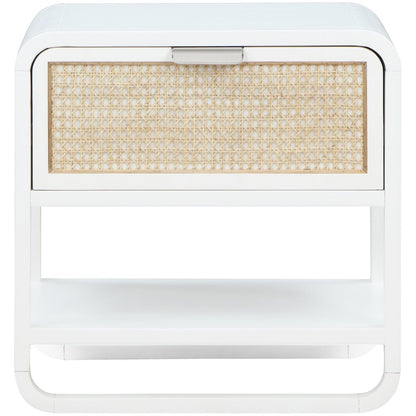 Sage White Wood Veneer Night Stand