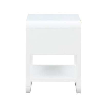 Sage White Wood Veneer Night Stand