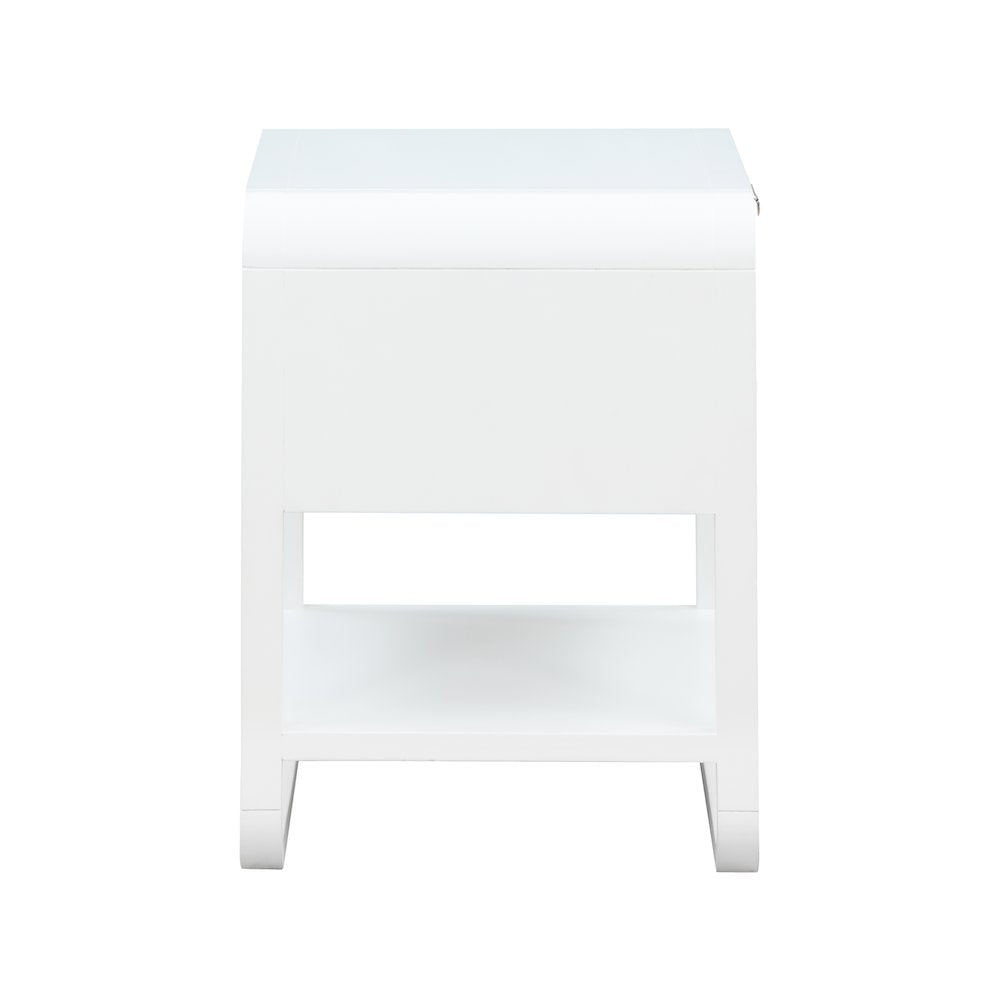 Sage White Wood Veneer Night Stand