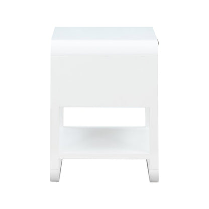 Sage White Wood Veneer Night Stand