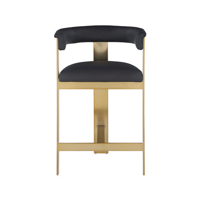 Romeo Black Vegan Leather Counter Stool, Set of 2