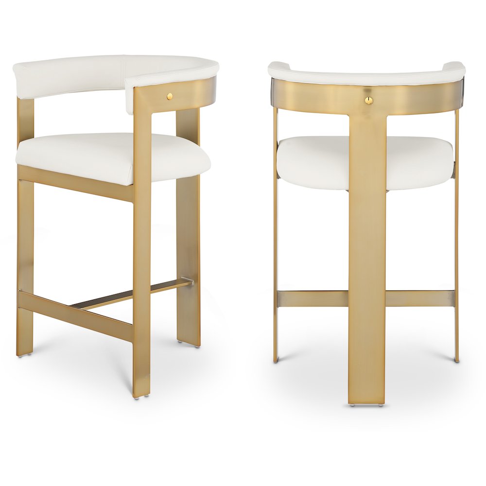 Romeo Cream Vegan Leather Counter Stool, Set of 2