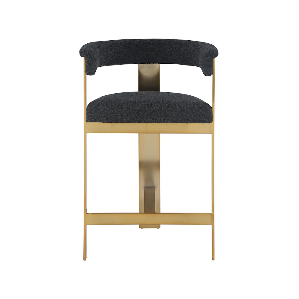 Romeo Black Boucle Fabric Counter Stool, Set of 2