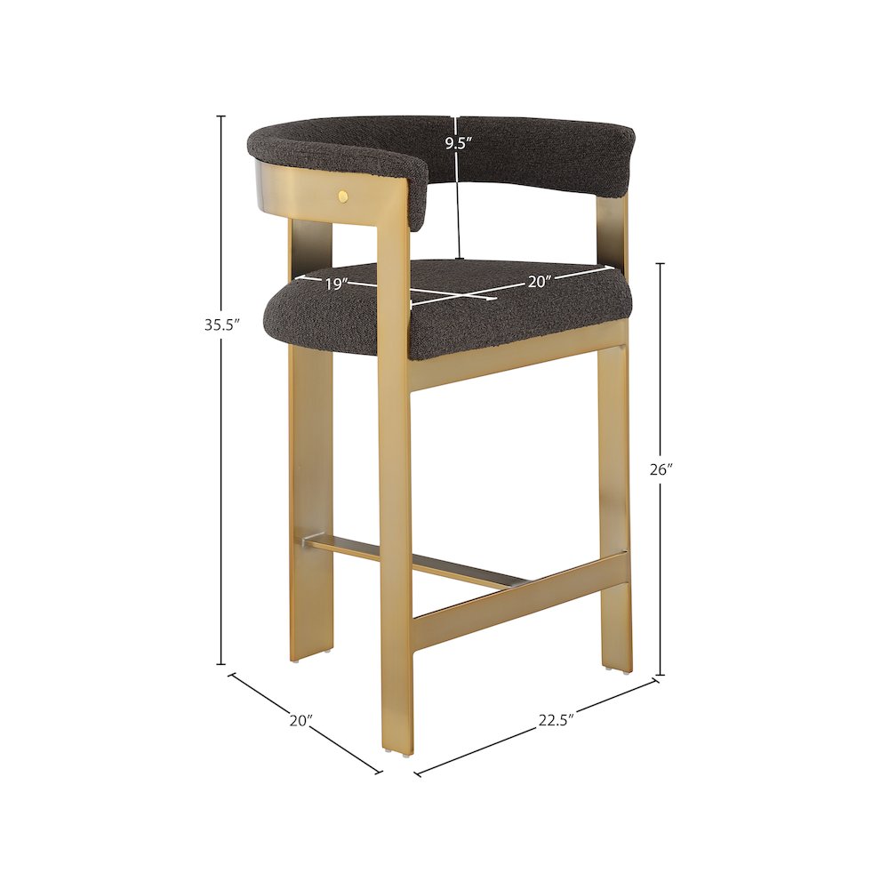 Romeo Brown Boucle Fabric Counter Stool, Set of 2