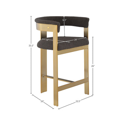 Romeo Brown Boucle Fabric Counter Stool, Set of 2