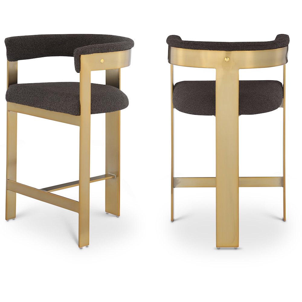 Romeo Brown Boucle Fabric Counter Stool, Set of 2