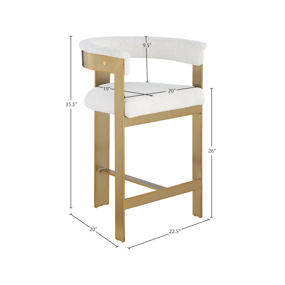 Romeo Cream Boucle Fabric Counter Stool, Set of 2