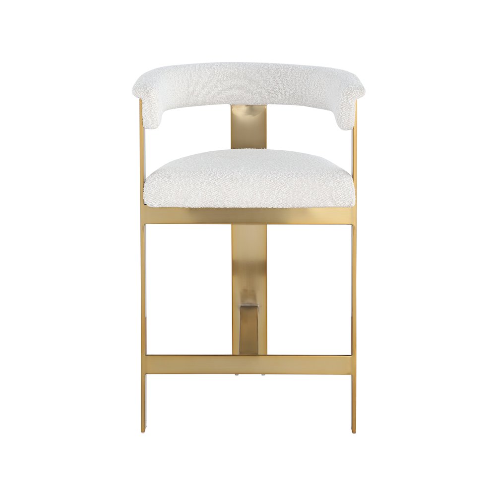 Romeo Cream Boucle Fabric Counter Stool, Set of 2