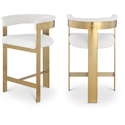 Romeo Cream Boucle Fabric Counter Stool, Set of 2