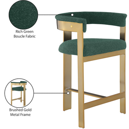 Romeo Green Boucle Fabric Counter Stool, Set of 2