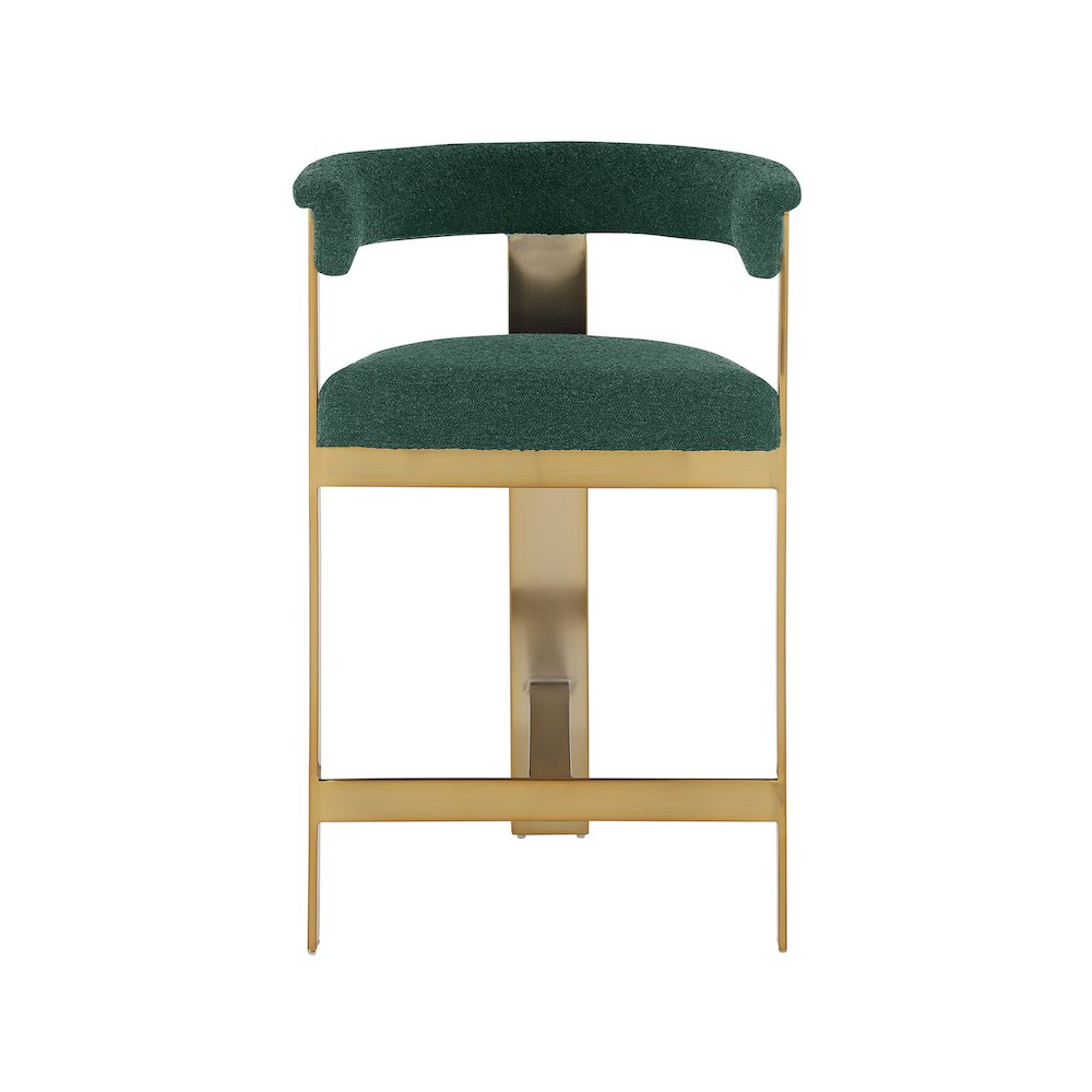 Romeo Green Boucle Fabric Counter Stool, Set of 2