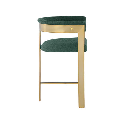 Romeo Green Boucle Fabric Counter Stool, Set of 2