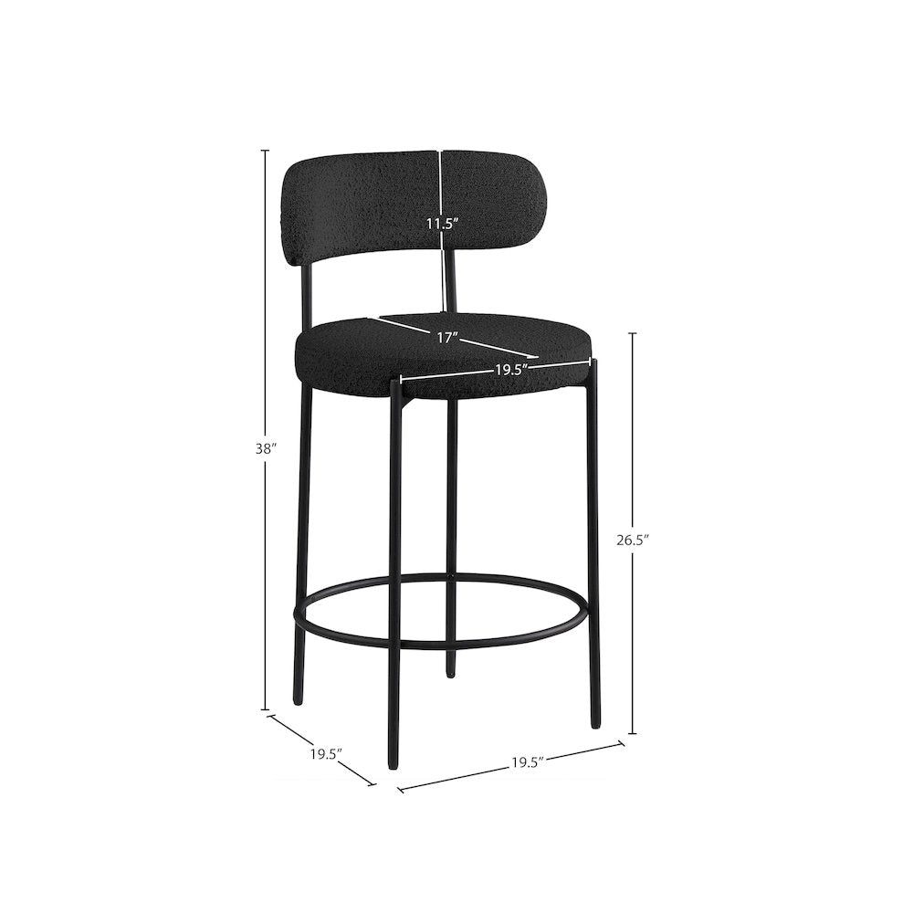 Beacon Black Boucle Fabric Stool, Set of 2