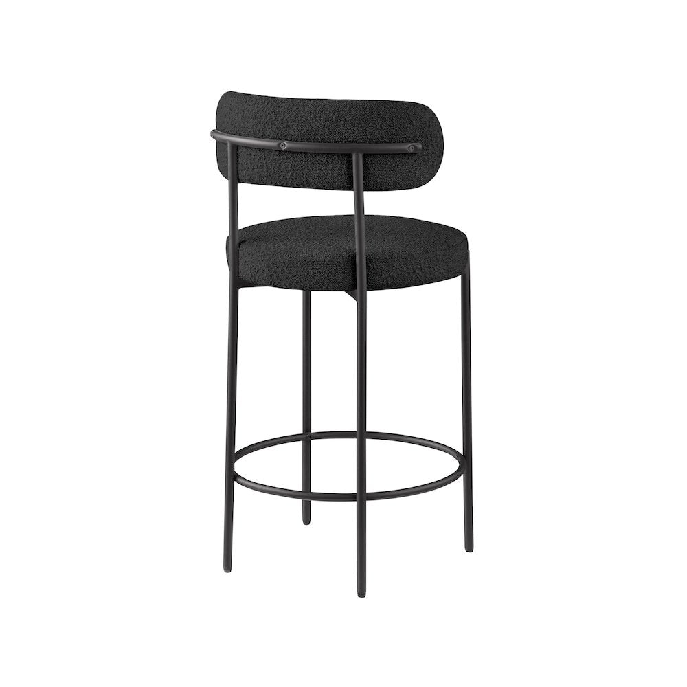 Beacon Black Boucle Fabric Stool, Set of 2