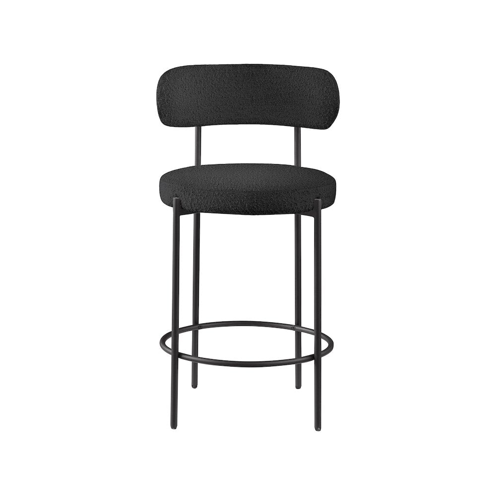 Beacon Black Boucle Fabric Stool, Set of 2