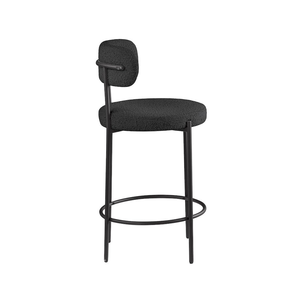 Beacon Black Boucle Fabric Stool, Set of 2