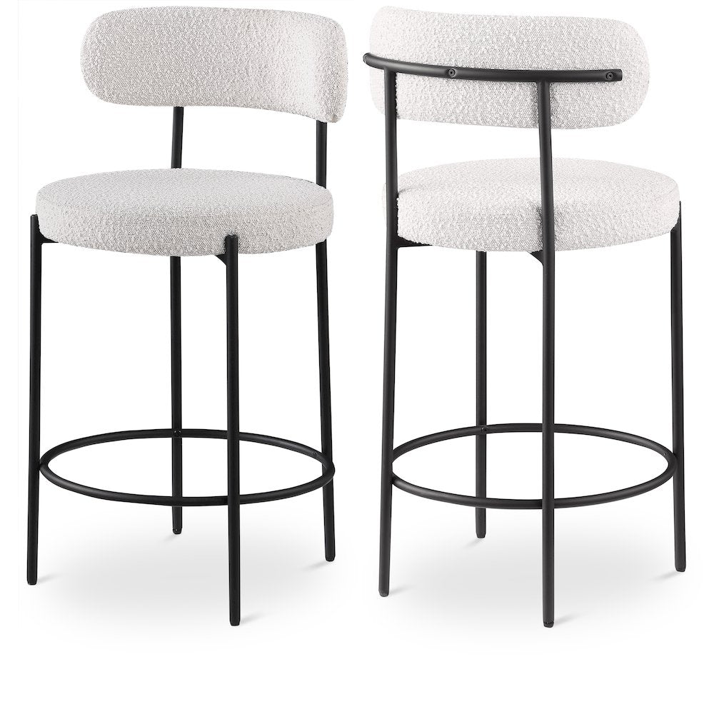Beacon Cream Boucle Fabric Stool, Set of 2