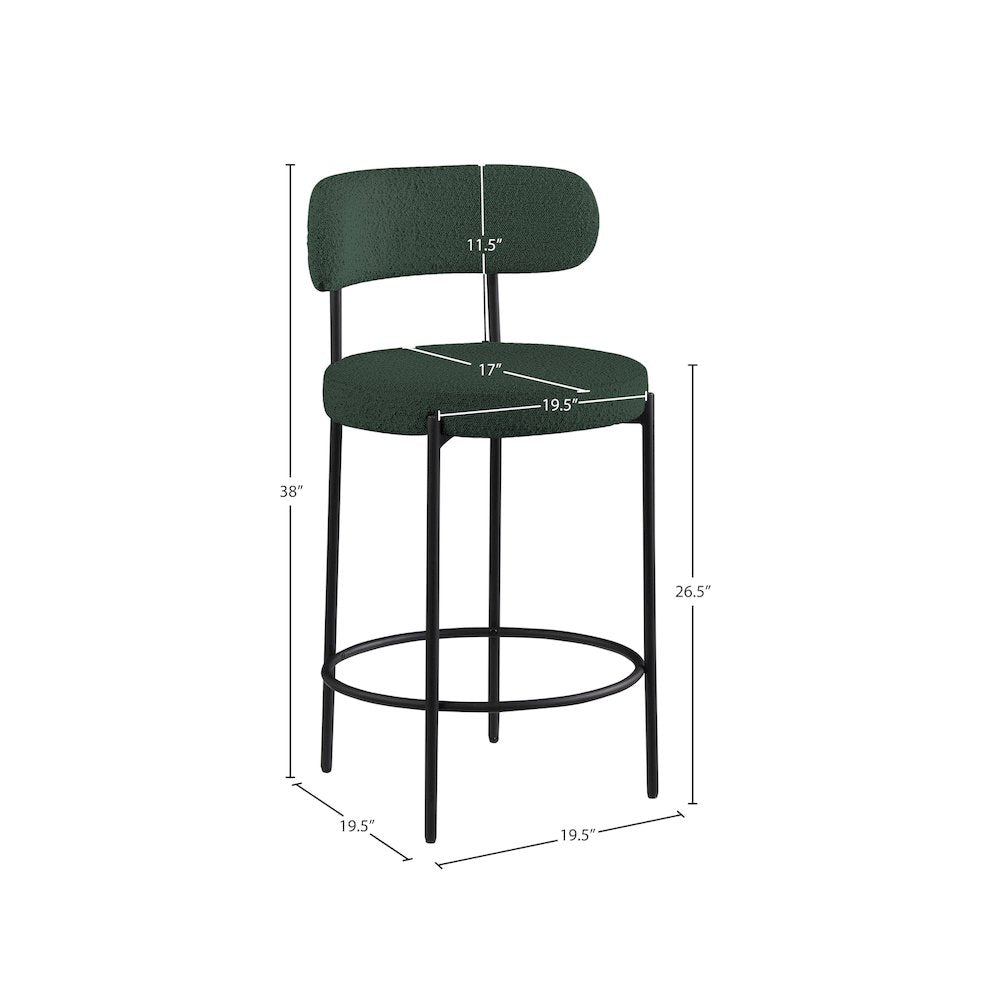 Beacon Green Boucle Fabric Stool, Set of 2