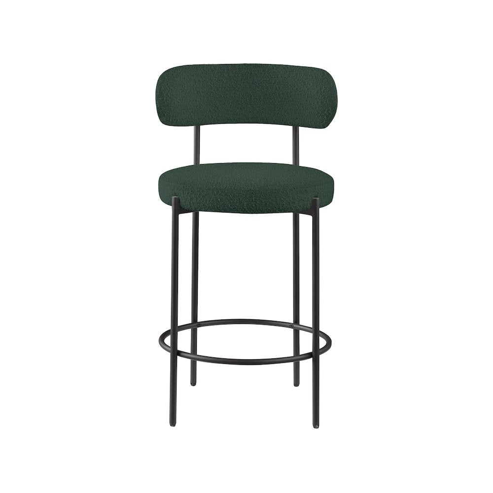 Beacon Green Boucle Fabric Stool, Set of 2