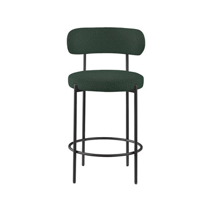 Beacon Green Boucle Fabric Stool, Set of 2