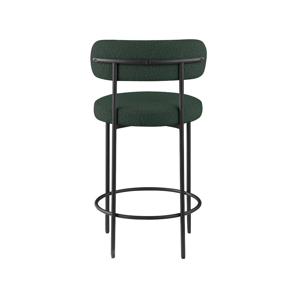 Beacon Green Boucle Fabric Stool, Set of 2