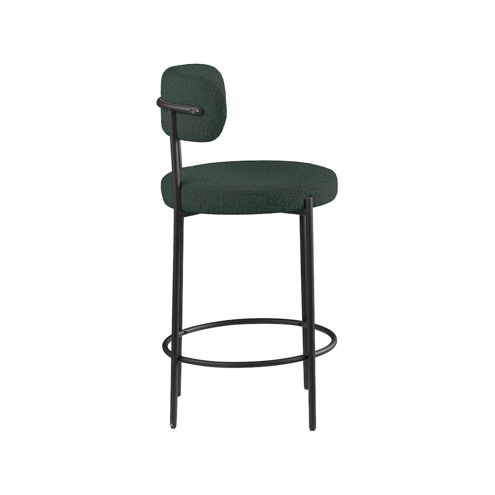Beacon Green Boucle Fabric Stool, Set of 2