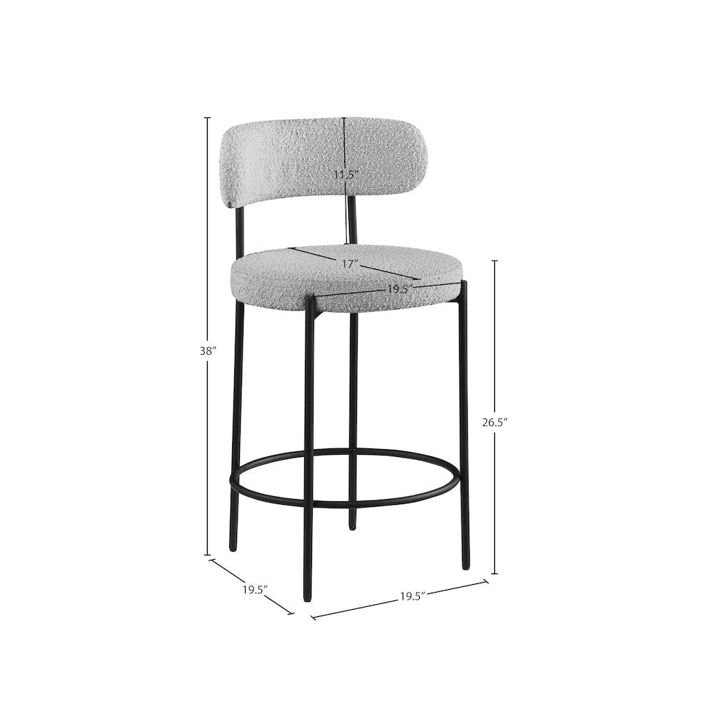 Beacon Grey Boucle Fabric Stool, Set of 2