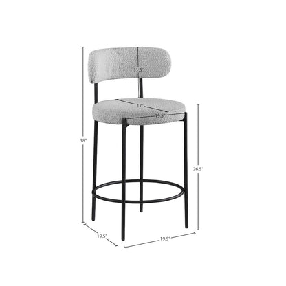 Beacon Grey Boucle Fabric Stool, Set of 2