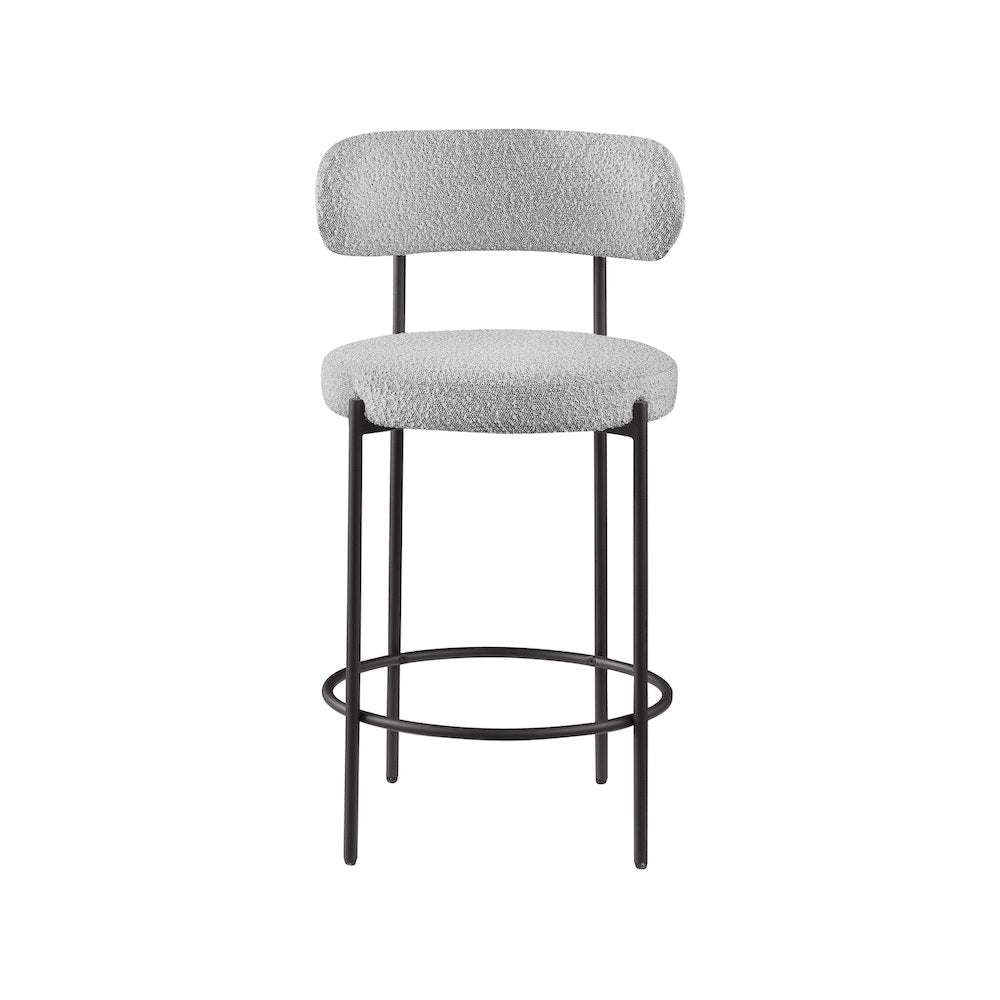 Beacon Grey Boucle Fabric Stool, Set of 2