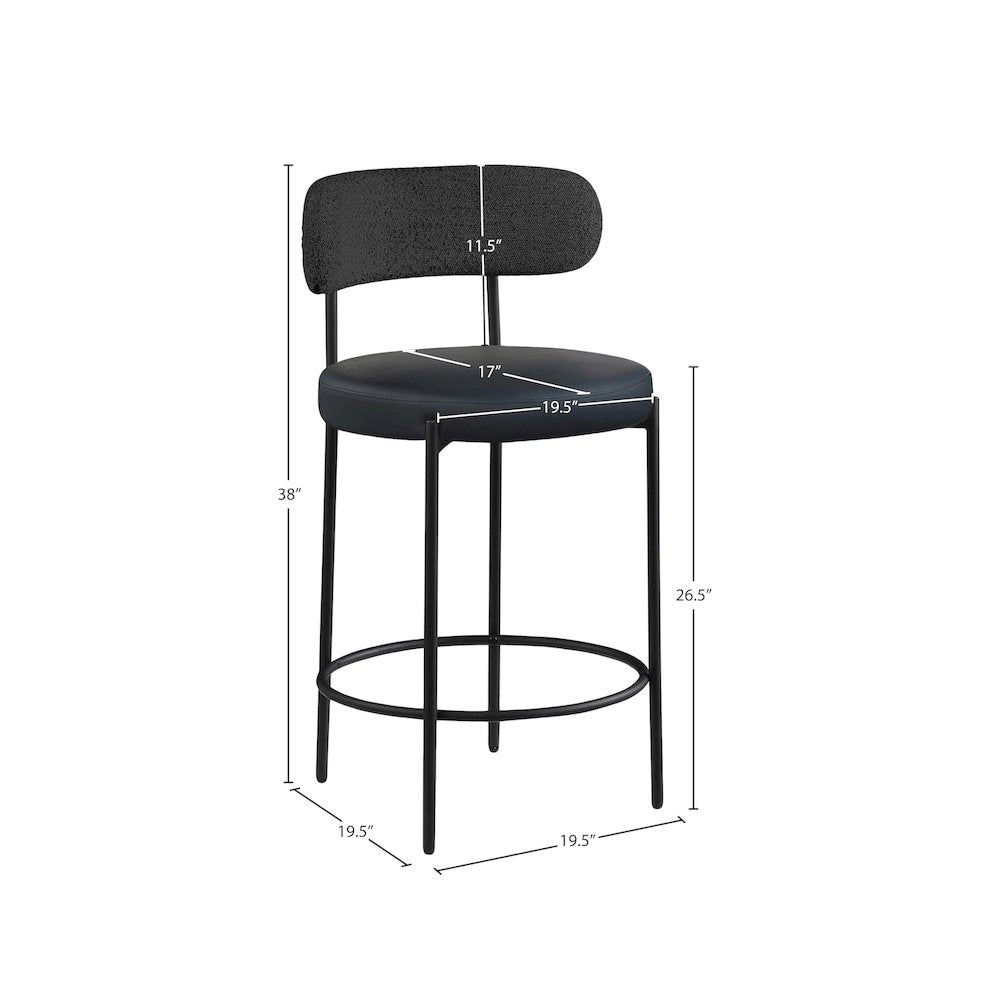 Beacon Black Vegan Leather Seat Stool, Set of 2