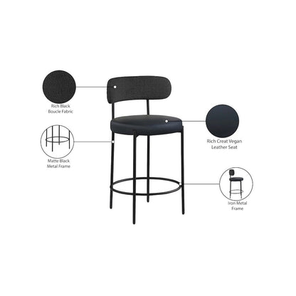 Beacon Black Vegan Leather Seat Stool, Set of 2