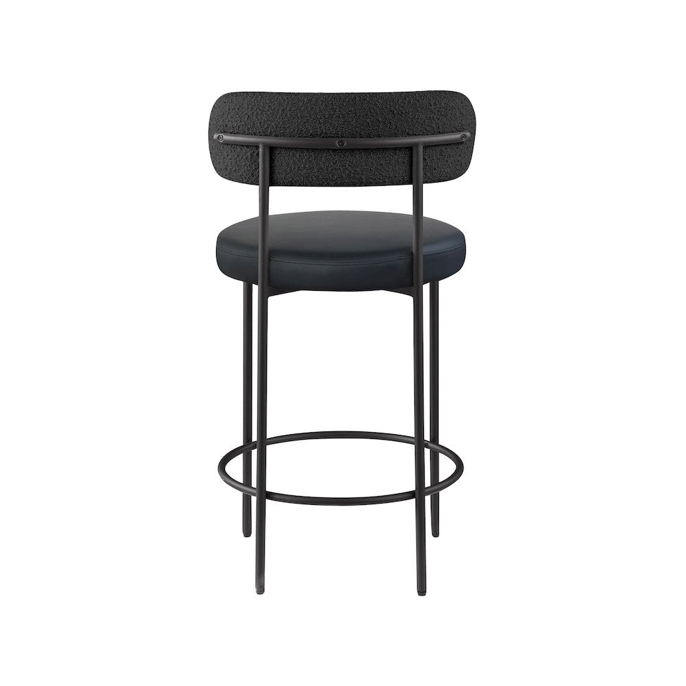 Beacon Black Vegan Leather Seat Stool, Set of 2