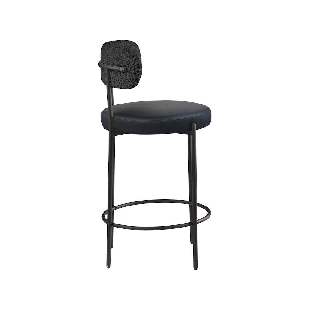 Beacon Black Vegan Leather Seat Stool, Set of 2