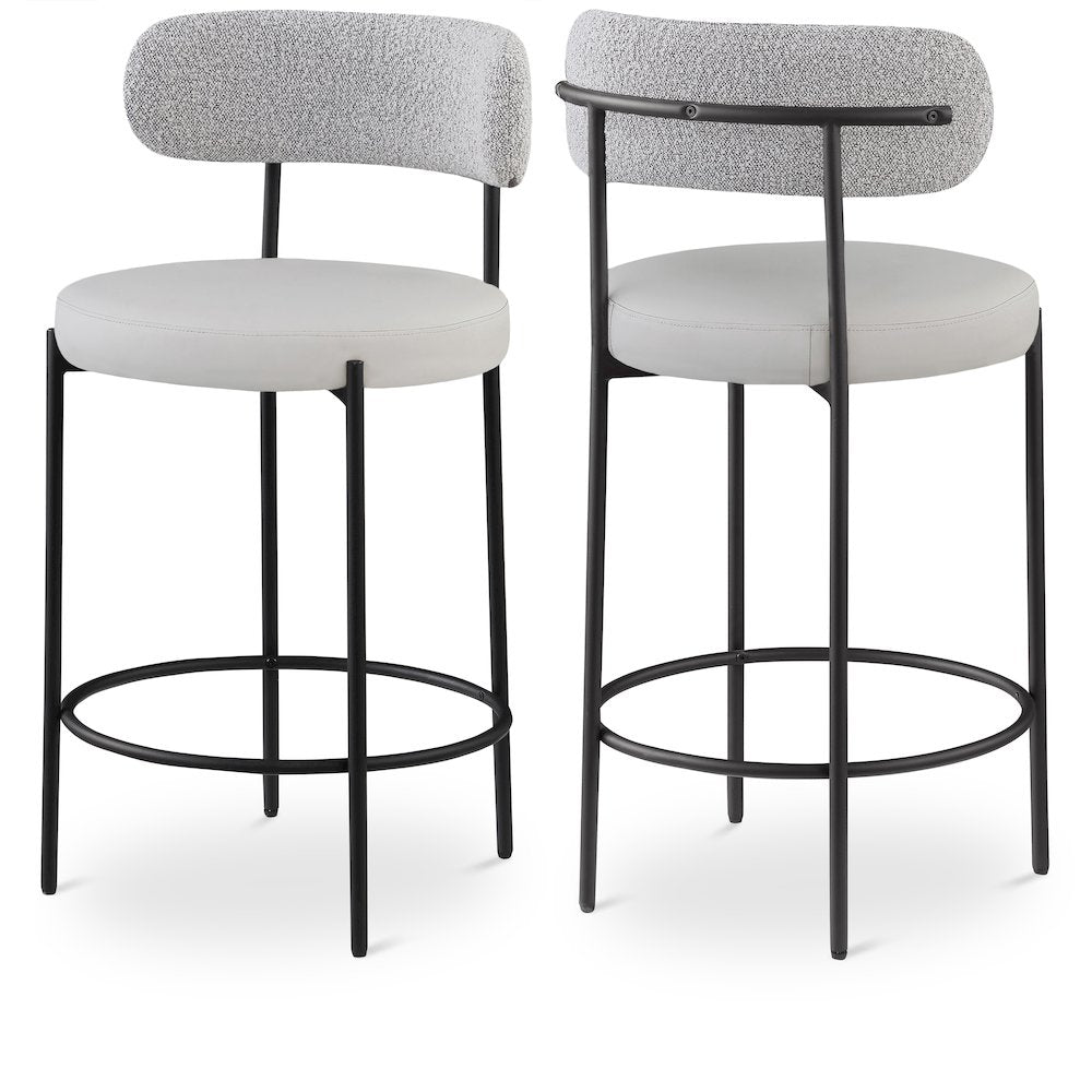 Beacon Taupe Vegan Leather Seat Stool, Set of 2