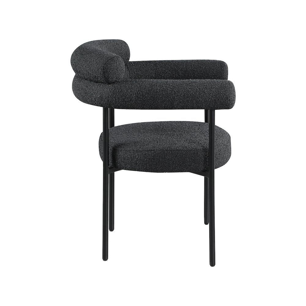Blake Black Boucle Fabric Dining Chair, Set of 2