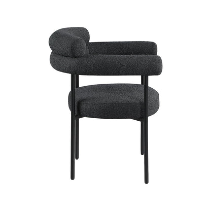 Blake Black Boucle Fabric Dining Chair, Set of 2
