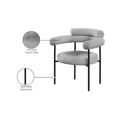 Blake Grey Boucle Fabric Dining Chair, Set of 2