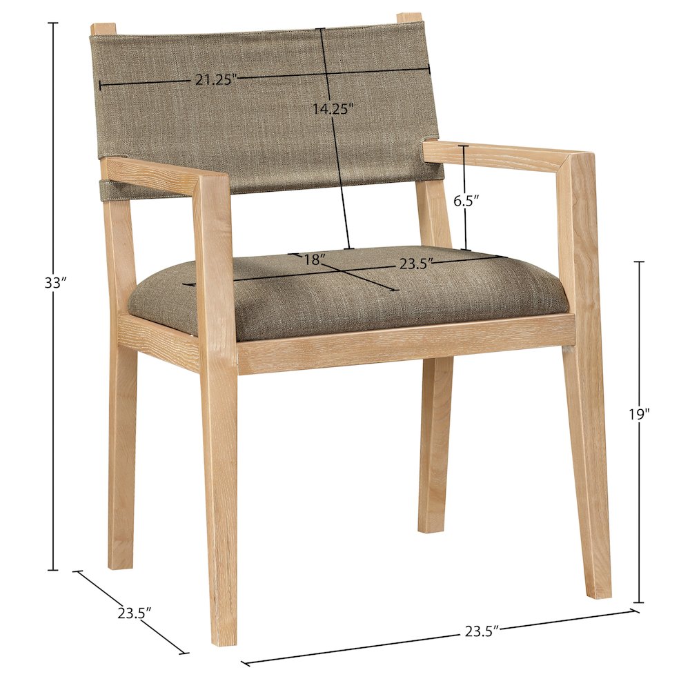 Avon Brown Linen Textured Fabric Dining Arm Chair