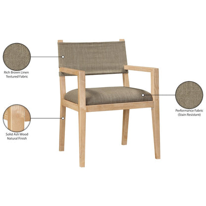Avon Brown Linen Textured Fabric Dining Arm Chair