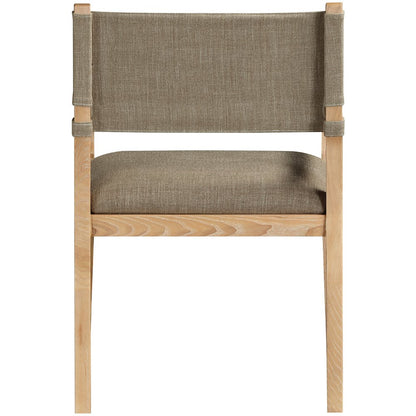Avon Brown Linen Textured Fabric Dining Arm Chair
