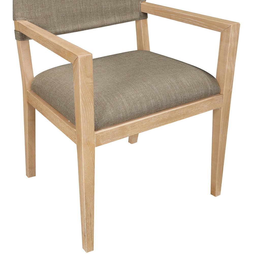 Avon Brown Linen Textured Fabric Dining Arm Chair