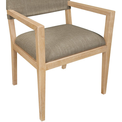 Avon Brown Linen Textured Fabric Dining Arm Chair