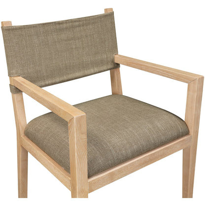Avon Brown Linen Textured Fabric Dining Arm Chair